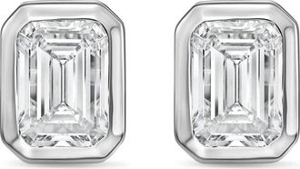 Diana M. Jewels 14Kt White Gold 2.50 cts Lab Grown Emerald Diamond Bezel Studs