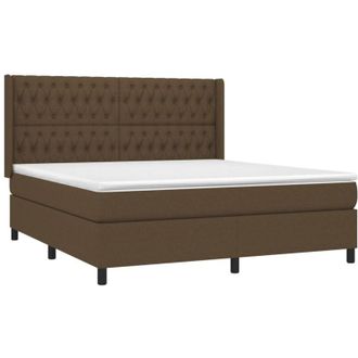 vidaXL Vidaxl - Cama Box Spring Con Colch&oacute;n Tela Marr&oacute;n Oscuro 180x200 Cm