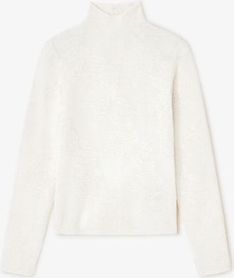 Ganni White Ivory Sheer Turtleneck