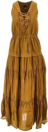 Pinko Cotton flounced maxi dress Woman 40