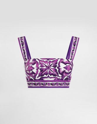 Dolce & Gabbana Majolica-print Poplin Top - Woman Shirts And Tops Multicolor 44