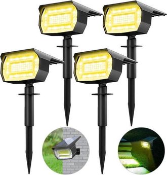 OEM Focos Solares Jard&iacute;n 72 Led, Luz Blanca C&aacute;lida 3000 K, L&aacute;mpara Solar Led, Resistente Agua, Iluminaci&oacute;n Solar 4 Unidades [clase Energ&eacute;tica E]
