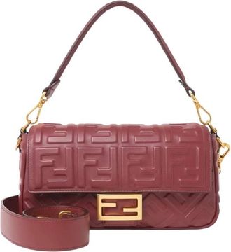 Fendi Embossed Ff Motif Medium Baguette Shoulder Bag