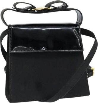 Ferragamo Pre-owned Mini Bags, female, Black, Size: ONE SIZE Pre-owned Canvas Shoulder Bag