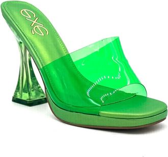 Ex&eacute; Womens Clear Sculptural Heel Slide In Green