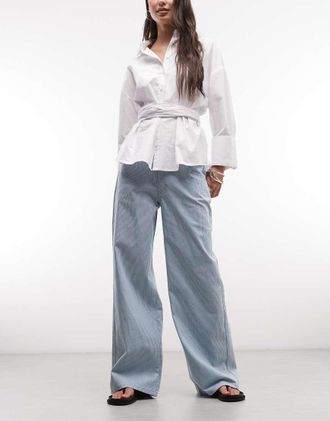 Liquor & Poker Jeans ampi a righe blu-Multicolore