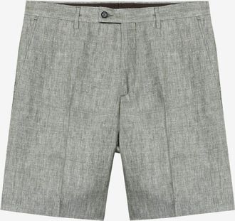 Maurizio Baldassari Chino-Bermuda aus Hanf und Leinen mit Fischgr&auml;tmuster