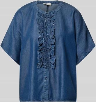 Milano Milano Italy Relaxed Fit Bluse in Denim-Optik mit R&uuml;schen in Marine, Gr&ouml;&szlig;e 36