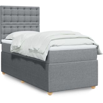 vidaXL Cama Box Spring Con Colch&oacute;n Tela Gris Claro 90x200 Cm Vidaxl