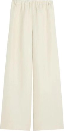 Max Mara Linnen en zijden broek - Dames - Wijde Broeken - Beige - M - Linnen - Broeken