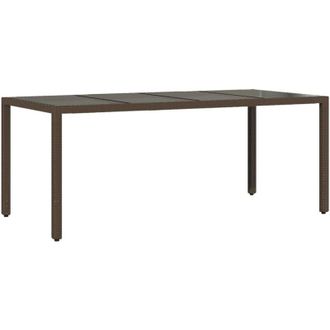 vidaXL Vidaxl - Mesa De Jard&iacute;n Superficie De Vidrio Rat&aacute;n Pe Marr&oacute;n 190x90x75cm