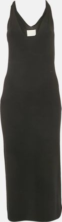 Dion Lee Black Jersey V-Neck Twist Shoulder Detail Midi Dress
