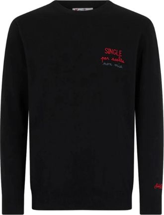 MC2 Saint Barth Zwarte Heron Trui - Heren - Ronde hals truien - Zwart - XL - Truien & Vesten