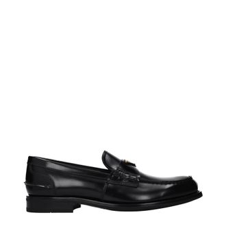 Prada Herrens Schwarze Leder-Loafer