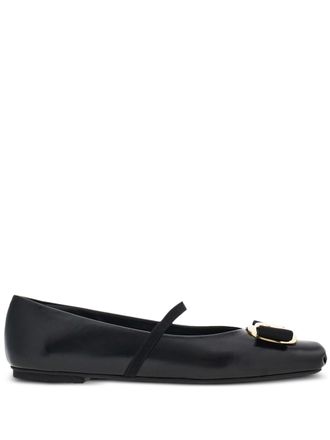 Ferragamo Black Zina Sophisticated Nappa Leather Ballerinas