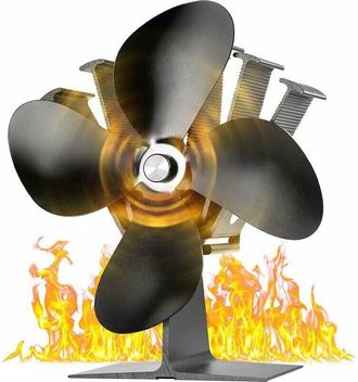OEM Ventilador Para Estufa De Le&ntilde;a, Arranque Silencioso A 40 &deg;c, 4 Aspas, Alimentado Por Calor, Para Estufas De Le&ntilde;a Y Chimeneas