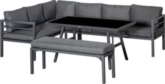 OUTSUNNY 8-Seater Aluminium Garden Dining Sofa Set with Cushions