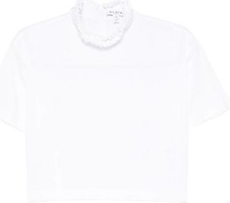 Alaia Ruffled-neck Crop T-shirt