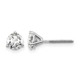 Diamond2Deal 14k White Gold 1 ct Round Lab Grown Diamond Stud Earrings Screw Back VS Clarity, D-E Color