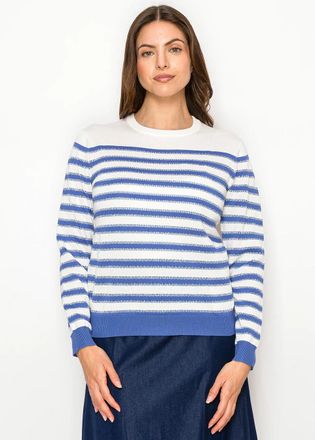 YAL New York Blue Stripe Lightweight Knit Sweater