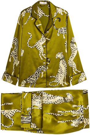 Olivia Von Halle Lila Silk-satin Pyjama set - Olive - XL (UK16 / XL)