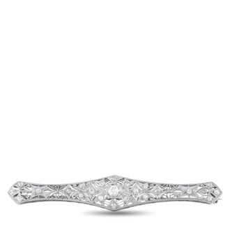 Luxury Bazaar Antique Platinum and 14K Yellow Gold 0.75ct Diamond Brooch Pin MF20-080526
