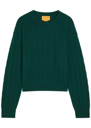 Guest In Residence Cable-knit Cashmere Jumper - Dark Green - S (UK8-10 / S)
