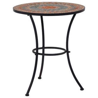 Berkfield Home Mosaic Bistro Table Orange/Grey 60cm Ceramic in Orange