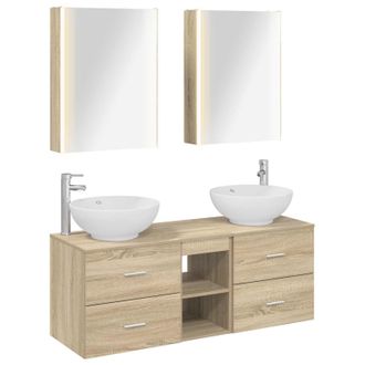 vidaXL Juego De Muebles De Ba&ntilde;o 5 Pcs Roble Sonoma Vidaxl
