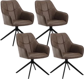 Woltu Woltu - Juego De 4 Sillas De Comedor Con Patas De Metal. Respaldo Y Asiento Giratorio. En Pu Marrone Vintage
