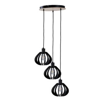 Netlighting Nicoleta Cluster Pendant Ceiling Light Black & Natural 32cm 3x E27