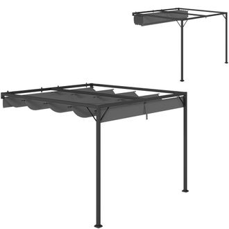 Matteo Grey 3x3m Retractable Pergola with Sliding Canopy - Garden Gazebo