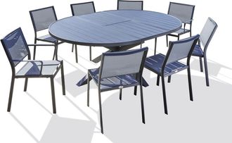 DCB Garden Conjunto de comedor 8 pl aluminio con extensión mariposa