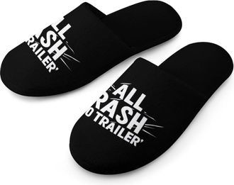 Generic All Trash No Trailer Warm Mens Slippers Slip On Soft Fleece House Shoes Winter Indoor Outdoor