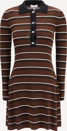 Ganni Abito polo a righe in lana Woman XS