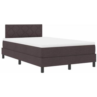 vidaXL Vidaxl - Cama Box Spring Con Colch&oacute;n Marr&oacute;n Oscuro 120 X 190 Cm Tela