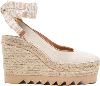 Stella McCartney Beige Logo Espadrille Wedges