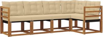 vidaXL Conjunto De Sof&aacute;s De Exterior 5 Uds. Natural Y Beige Vidaxl