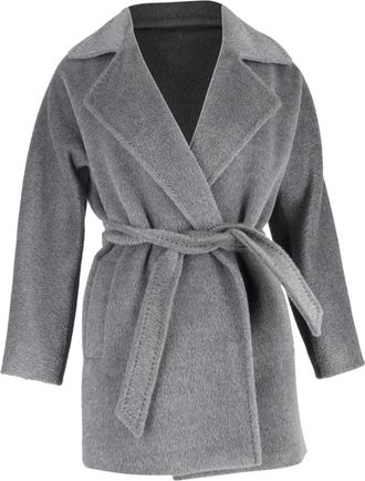 Max Mara Belted Coat in Grey Cashmere