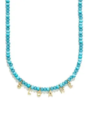 BaubleBar Beaded Custom Letter Necklace in Turquoise at Nordstrom