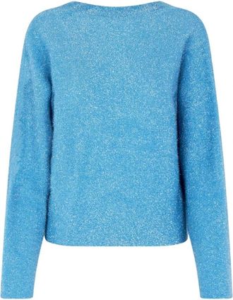 Stine Goya Minimalistische Gebreide Trui - Dames - Ronde hals truien - Blauw - M - Truien & Vesten