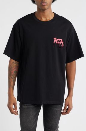 Rta Colin Graffiti Oversize Graphic T-Shirt in Black Graffiti Pink at Nordstrom, Size Xxx-Large
