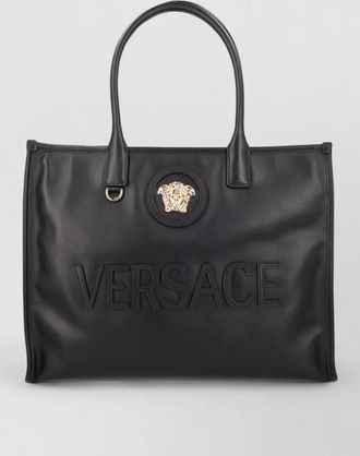 Versace logo tote bag featuring top handles