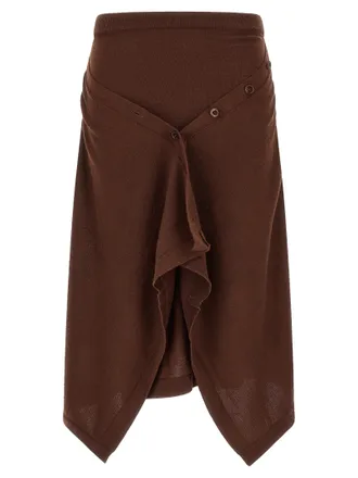 Christophe Lemaire Brown Wool Midi Womens Skirt