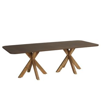 Macabane Mesa de comedor de 240 x 100 cm con efecto hormig&oacute;n marr&oacute;n