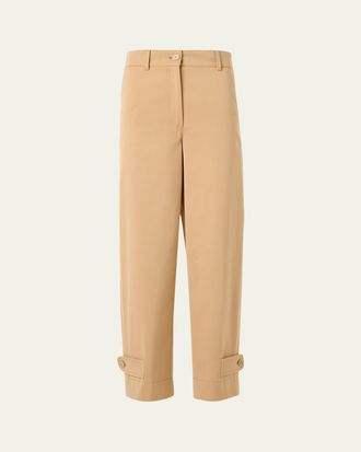 Akris Fraser Cotton Gabardine Barrel-Leg Ankle Pants