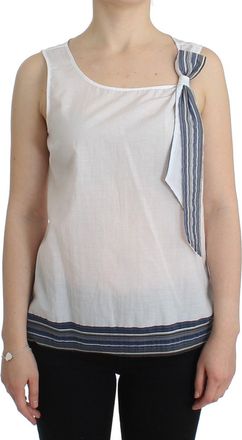 Ermanno Scervino Mouwloze Katoenen Top met Strik Accent
