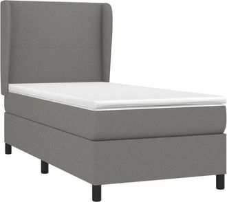vidaXL Vidaxl - Cama Box Spring Con Colch&oacute;n Tela Gris Oscuro 90x190 Cm