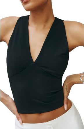 Reformation Bowie V-Neck Tank in Black at Nordstrom, Size X-Large