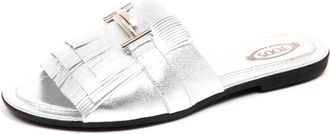 Tod's Zilveren Franje Sandaal Schoen - Dames - Sandalen - Grijs - 36 EU - Leer - Schoenen